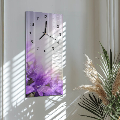 Glazen klok verticaal Paarse bloemen