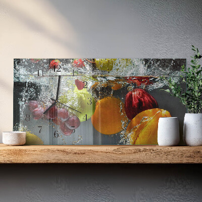 Horizontale glazen wandklok Enkelvoudige vrucht