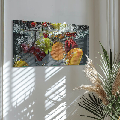 Horizontale glazen wandklok Enkelvoudige vrucht