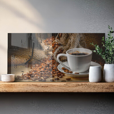 Wandklok glas langwerpig horizontaal Koffie-infusie
