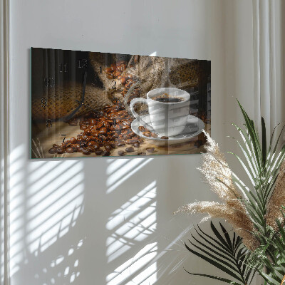 Wandklok glas langwerpig horizontaal Koffie-infusie