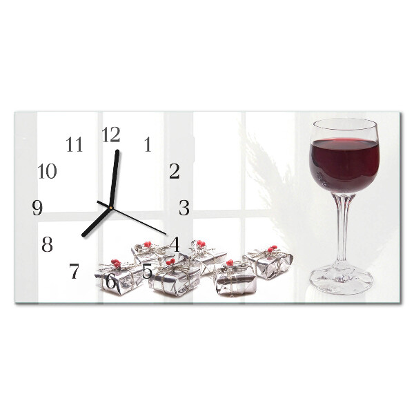 Wandklok glas langwerpig horizontaal Wijnglas