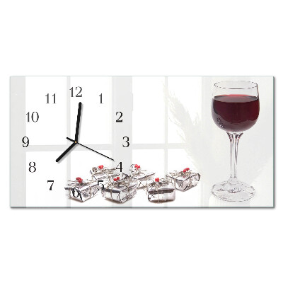 Wandklok glas langwerpig horizontaal Wijnglas