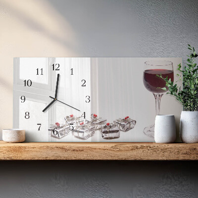 Wandklok glas langwerpig horizontaal Wijnglas