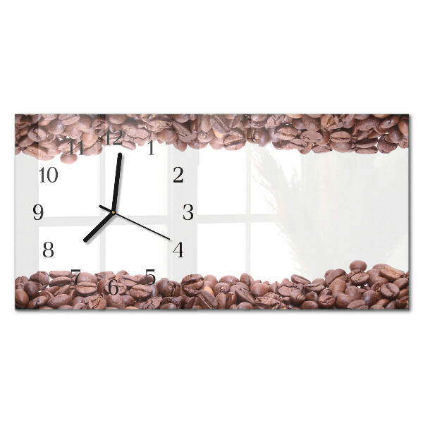 Horizontale wandklok glas Koffiebonen