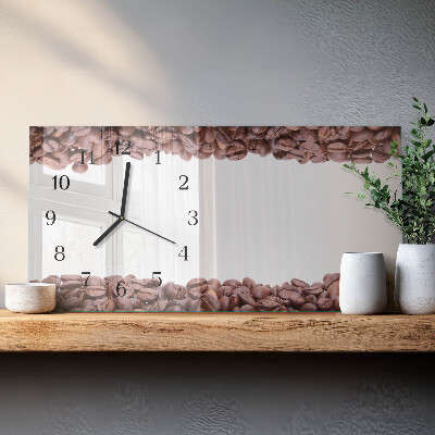 Horizontale wandklok glas Koffiebonen