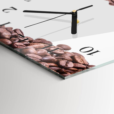 Horizontale wandklok glas Koffiebonen