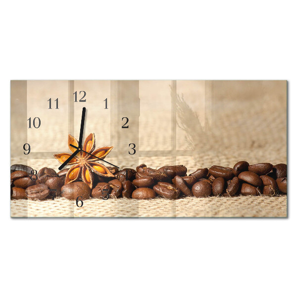 Horizontale glazen wandklok Gemalen koffie