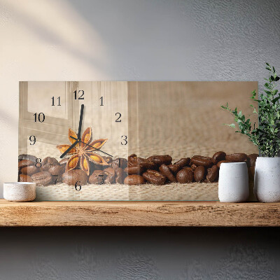 Horizontale glazen wandklok Gemalen koffie