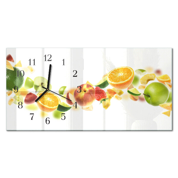 Horizontale wandklok glas Fruitmix