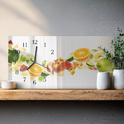 Horizontale wandklok glas Fruitmix