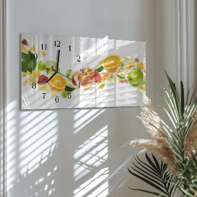 Horizontale wandklok glas Fruitmix
