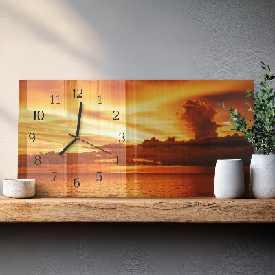 Horizontale glazen wandklok Schemering
