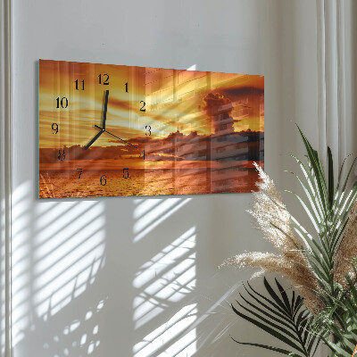 Horizontale glazen wandklok Schemering