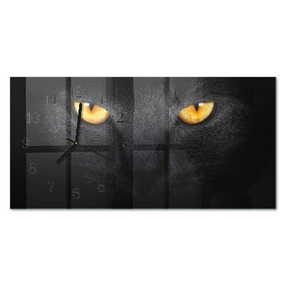 Horizontale wandklok glas Kater