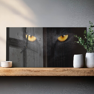 Horizontale wandklok glas Kater