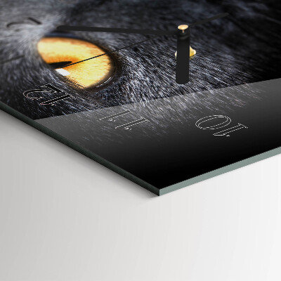 Horizontale wandklok glas Kater