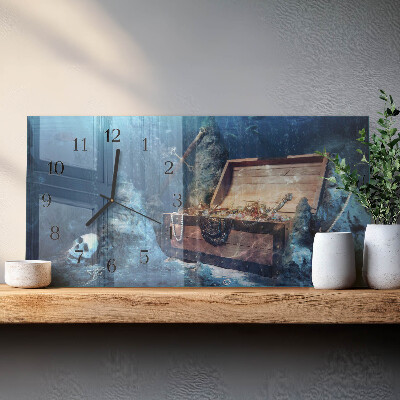 Wandklok glas langwerpig horizontaal Gezonken waardevolle spullen
