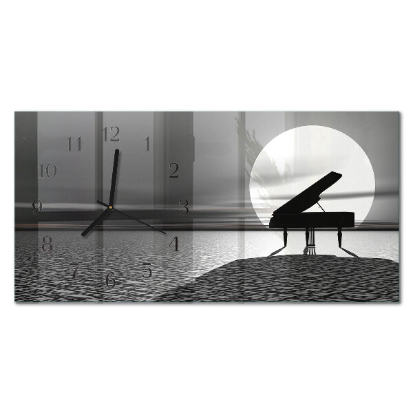 Horizontale glazen wandklok Cabinetpiano