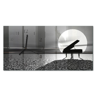 Horizontale glazen wandklok Cabinetpiano