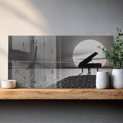 Horizontale glazen wandklok Cabinetpiano