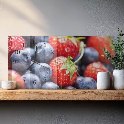 Horizontale wandklok glas Bosbessen en bramen