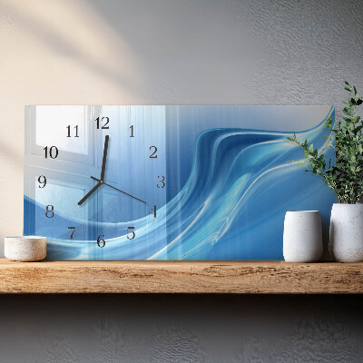 Glazen klok horizontaal Blauwe golven