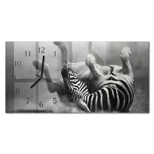 Horizontale wandklok glas Afrikaanse zebra