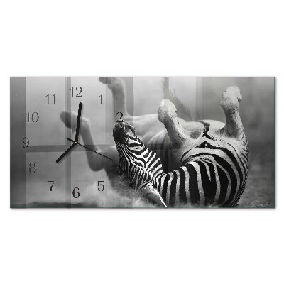 Horizontale wandklok glas Afrikaanse zebra