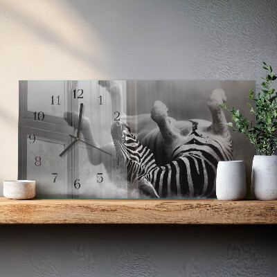 Horizontale wandklok glas Afrikaanse zebra