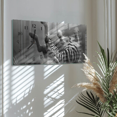 Horizontale wandklok glas Afrikaanse zebra