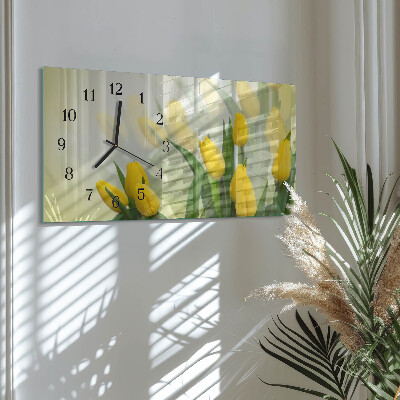 Horizontale glazen wandklok Tuintulpen