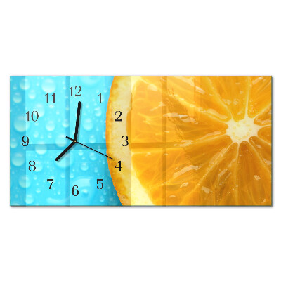 Rechthoekig klok glas met opdruk horizontaal sinaasappelcitrus