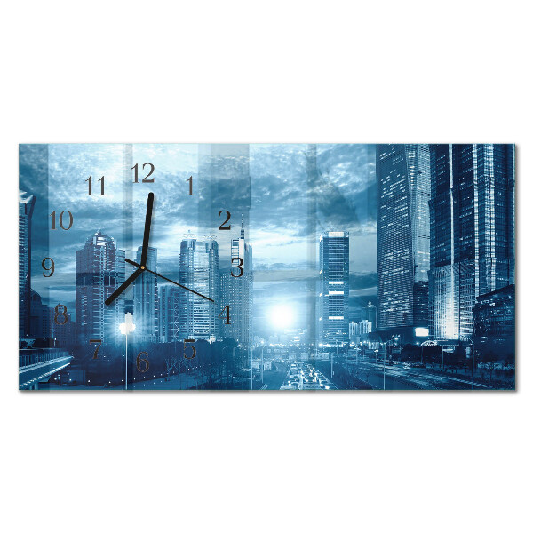 Horizontale wandklok glas Nachtmetropool