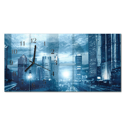 Horizontale wandklok glas Nachtmetropool