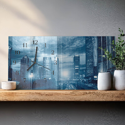 Horizontale wandklok glas Nachtmetropool