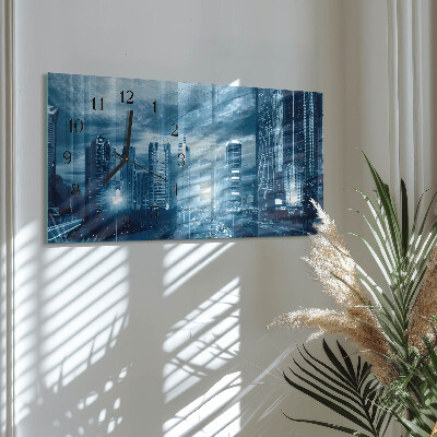 Horizontale wandklok glas Nachtmetropool