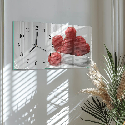 Wandklok glas langwerpig horizontaal Verse frambozen