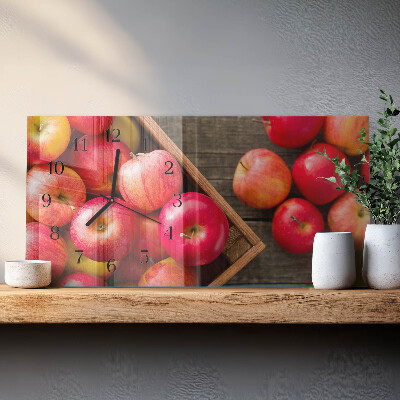 Horizontale glazen wandklok Dessertappels