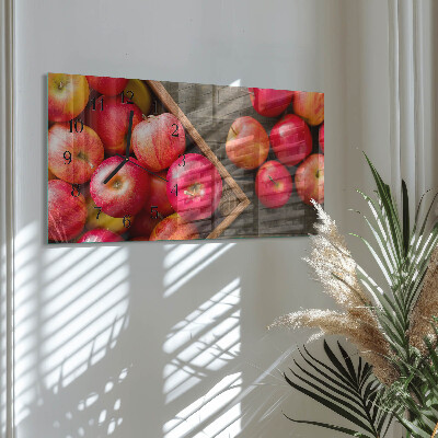 Horizontale glazen wandklok Dessertappels