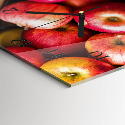 Horizontale glazen wandklok Dessertappels