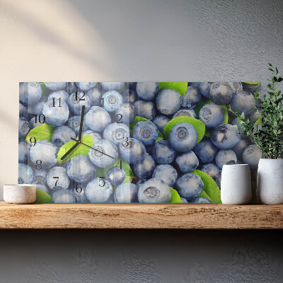 Horizontale wandklok glas Bosbessen