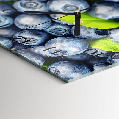 Horizontale wandklok glas Bosbessen
