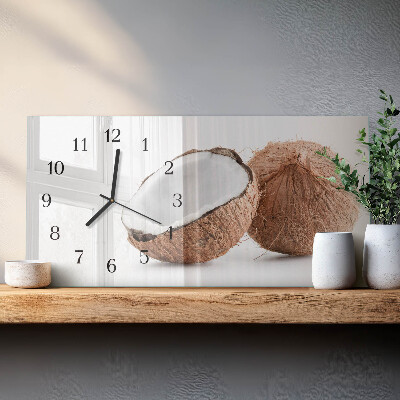 Wandklok glas langwerpig horizontaal Exotische kokosnoten