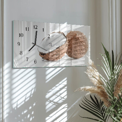 Wandklok glas langwerpig horizontaal Exotische kokosnoten