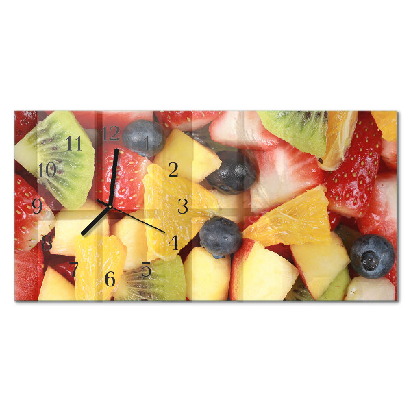Horizontale glazen wandklok Fruitsalade