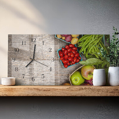 Wandklok glas langwerpig horizontaal Groenten
