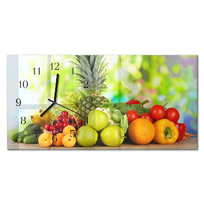 Glazen klok horizontaal Groenten en fruit
