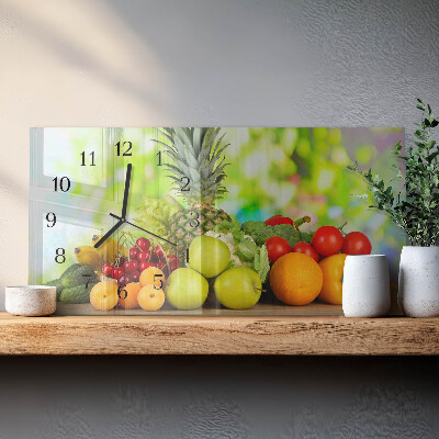 Glazen klok horizontaal Groenten en fruit