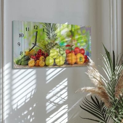 Glazen klok horizontaal Groenten en fruit